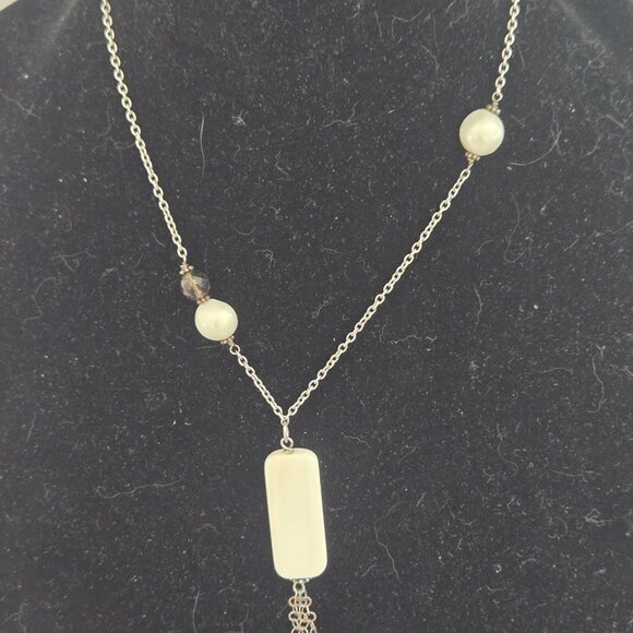 Sterling Silver & Pearl Gemstone Pendant Necklace - Picture 6 of 6